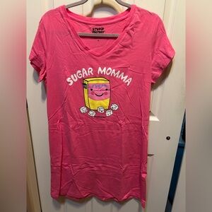 Pink Sugar Momma Night Shirt. NWOT 35” L 25” W Lightweight sheer Glitter.